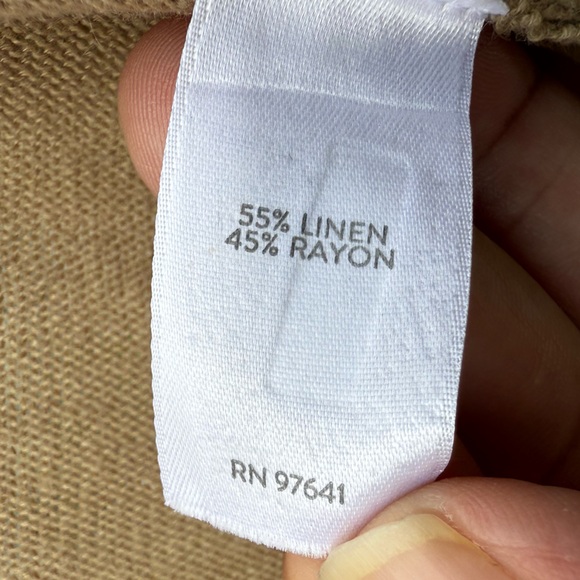 J Jill Cardigan Women's L Tan Open Front Linen Blend Fringe Sleeves Size Large - Picture 6 of 6